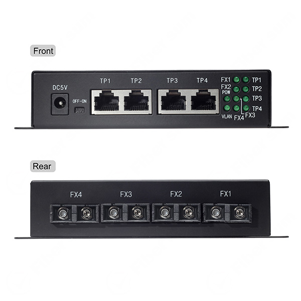 4x 10/100/1000Base-TX To 4x 1000Base-FX 1550nm 40km Dual SC Fiber Swtich | FC-GA404-13S40